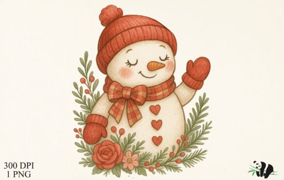 Cheerful Winter Snowman for Business Embroidery