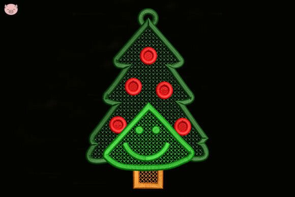 Earring Christmas Tree Embroidery