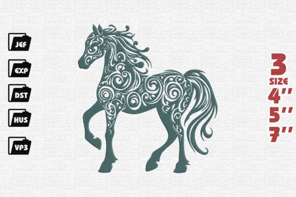 Elegant Horse Embroidery Design for Handmade Gifts
