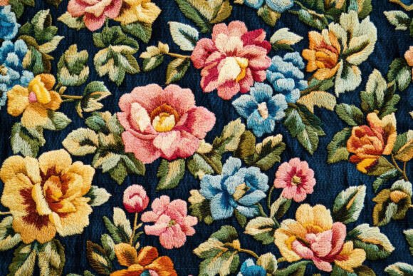 Embroidery Floral Background Wallpaper