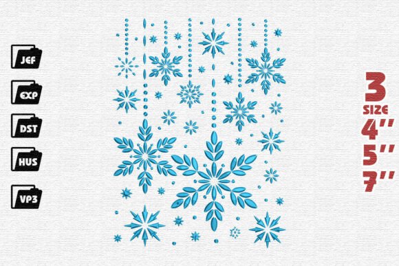 Hanging Snowflakes Embroidery Pattern
