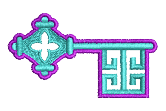 Vintage Key Embroidery Design: A Seasonal Charm for Holiday Crafts